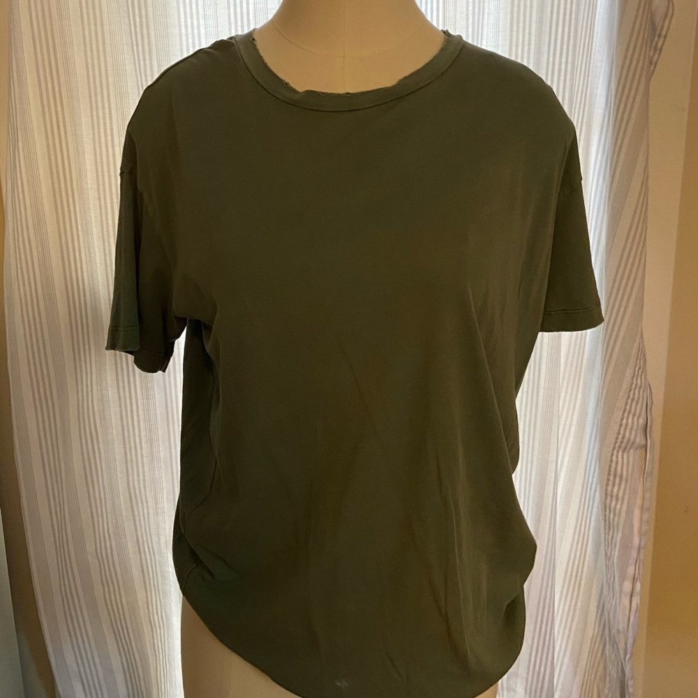 Aerie Army Green Distressed Oversized Tee